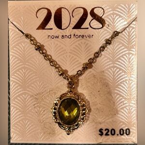 2028 Gold Necklace with Green Pendant